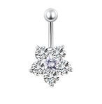 Gualiy Stainless Steel Belly Rings, Belly Button Rings Jewelry Flower Star Cubic Zirconia Navel Rings