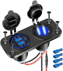 [Upgraded] Cigarette Lighter Socket Outlet Splitter, Quick Charge 3.0 USB Charger Power Outlet with LED, 12V USB Outlet Marine Waterproof Power Panel Adapter DIY Kit for Car Boat Marine RV, etc