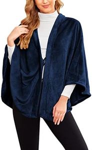 Ekouaer Women's Poncho Cape Flannel Faux Coat Sweater Warm TV Cuffed Shawls Wrap Blanket Solid Color XXL