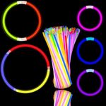 Glow Sticks 100pcs 8" Glowsticks Glow Bracelets Necklaces, for Adults Children Glastonbury Festival, Halloween, Dark Party Supplies, Wedding, Christmas