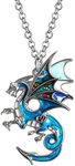 DUOWEI Alloy Fancy Welsh Dragon Necklace Enamel Fantasy Pendant Jewelry Novelty Gifts for Women Teens, enamel, Amber