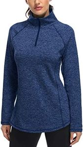 Miusey Tunic Shirts for Women,Misses Quarter Zipper Polo Shirts Activewear Solid Color Juniors Tee Sweat Wicking Yoga Durable Loungwear Comfy Football Tennis Wear Blue L