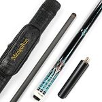 MangoRun Carbon Fiber Pool Cue Stick 12.5mm Low Deflection Billiard Cue Stick Case Set with Little Extension (Blue)