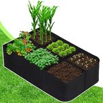 Sinimaka Fabric Raised Garden Bed, 55 Gallon 6 Grids Plant Grow Bags, 4x2x1 Ft Garden Bag for Growing Vegetables Potatoes Flowers Herbs, Rectangle Planting Container Bags for Outdoor Gardening