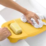 Wash Board, Washboard for Hand Washing Clothes, Plastics Laundry Scrub Board Household With Holder Portable (A-yellow)