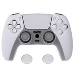 playvital Transparent Clear White Pure Series Anti-Slip Silicone Cover Skin for ps5 Controller, Soft Rubber Case for ps5 Wireless Controller with Clear White Thumb Grip Caps