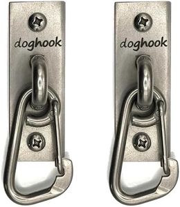 Doghook Canine Hitch- Secure Dog Leash Parking Wall Slim Hook with Clip 2 Pack - Tie Out Stainless Steel & ABS Mounting Plate for Strength - Practical Lead Management for Home & Business