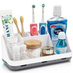 GFWARE Toothbrush Holder for Bathroom Countertop Organizer - Kids Electric Toothbrush and Toothpaste Holder Detachable 7 Slots Tooth Brush Organization Bathroom Accessories Storage Vanity, White