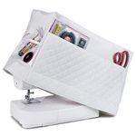 Addicted DEPO Sewing Machine Cover with Convenient Pockets - Protective Quilted Dust Cover Pro - Universal for Most Standard Singer & Brother Machines | Rodi's (White)
