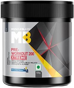 MuscleBlaze Pre Workout 200 Xtreme (Berry Bolt, 15 Servings, 100g) | 200mg Caffeine, 200mg Theanine, 2000mg Beta Alanine, 3000mg Citrulline