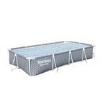 Bestway Steel Pro 12' x 6' 7" x 26" Rectangle Above Ground Outdoor Swimming Pool Set with DuraPlus Liner and FrameLink System, Gray