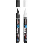 Overseas White & Black Paint Pens Paint Markers - Permanent Acrylic Markers 2 Pack, Water Based, Quick Dry, Waterproof Paint Marker Pen for Rock, Wood, Plastic, Metal, Canvas, Glass, Mugs. Medium Tip