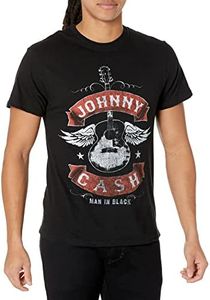 Johnny Cash mens Winged Guitar T-shirt T Shirt, Black, Large US