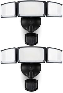 LUTEC 2 Pack 72W 7500LM LED Security Lights Motion Sensor Light Outdoor, 5000K Daylight, IP65 Waterproof, Dusk to Dawn, 3-Head Motion Detected Flood Light for Garage, Yard, Porch(Black)