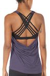 icyzone Yoga Tops Workouts Clothes Activewear Built in Bra Tank Tops for Women (M, Purple)