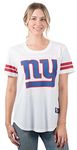 Icer Brands NFL New York Giants Adult Women Atlanta Falcons S/Cru Stripe sleeve Mesh Jersey Tee, Small, White