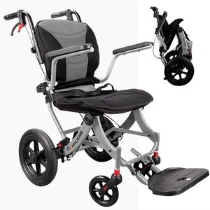 Wheelchairs for Adults Ergonimic Transport Chair Lightweight Foldable with Telescopic Handle 11-inch Big Wheels for All Terrains Travel Wheelchair with Removable Cushion