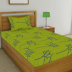 Huesland by Ahmedabad Cotton 144 TC Cotton Single Bedsheet with 1 Pillow Cover - Green