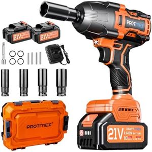 Protmex Cordless Impact Wrench, 900Ft-lbs (1200N.m) 1/2" Brushless Impact Gun, 21V High Torque Power Impact Driver, 2x4.0Ah Batteries Electric Impact Motor Variable Speeds for Car/Truck RV/Mower