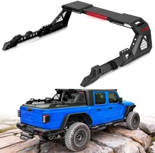 TerraRover Adjustable 55-65" Truck Roll Bar with Brake Light Universal Chase Rack Sport Roll Bar with Honeycomb Mesh Panels Sleek Design Heavy Duty Fits Most Pickup Truck Rugged Carbon Steel