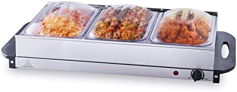VEVOR Electric Warming Tray, Food Warming Trays for Buffet, Warming Trays with Temp Control, Portable Stainless Steel 7.5 Quart Chafing Dish Set, ETL