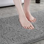 Bath Mat Non Slip Bathroom Mat, Extra Soft and Absorbent Bathroom Rug, Luxury Plush Shaggy Bath Mat Set, Quick Dry Chenille Thick Bath Rug for Bathroom Floor, Tub and Shower, Light Grey,16x24 Inch