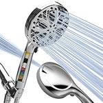 SparkPod 10-Mode Filtered Shower Head with Hose - 5" High Pressure Shower Heads with Filter - Handheld Shower Head Filter with Built-in Power Jet, Stainless 6ft Hose and Bracket (Polished Chrome)