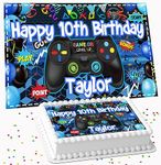 GAMING PARTY RECTANGLE PERSONALISED BIRTHDAY ICING EDIBLE COSTCO CAKE TOPPER DECORATION R1-BT334