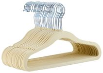 Amazon Basics Kids Velvet, Non-Slip Clothes Hangers for Infant and Toddler, 11.6 Inches (for Baby Clothes), Pack of 30, Beige