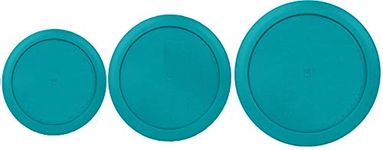 Klare Ware 1, 2 & 4 Cup Replacement Lids/Covers for Pyrex, Anchor Hocking & Klare Ware Storage Bowls (Glass Container Not Included) Microwave, Freezer & Top Rack Dishwasher Safe (3 Pack, Turquoise)