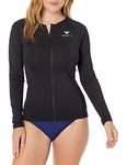 Roxy Women's Essentials Long Sleeve Zip-Up Rashguard, Anthracite 21, X-Large