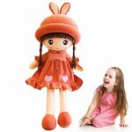 Baby Girl Fluffy Rag Doll Cute Princess Doll Soft Stuffed Plush Toy with Bunny Ear Skirt & Hat Beautiful Fairy Ragdoll Decoration Companion Toys for Kids Childrens Xmas Birthday Gift Keepsake, 50CM