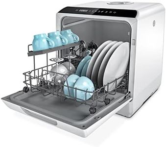 Hermitlux Countertop Dishwasher, 5 Washing Programs Portable Dishwasher With 5-Liter Built-in Water Tank, No Hookup Needed