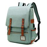 Mancio Vintage Laptop Business Backpack with USB Charging Port for Travelling, College, Casual Slim Tear Resistant Daypacks for Men,Women, Fits up to 15.6Inch Notebook, Green