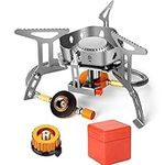 Odoland 3500W Windproof Camping Gas Stove Portable Collapsible Outdoor Camping Stove with Piezo Ignition Backpacking Stove for Outdoor Cooking Hiking Picnic and Trekking