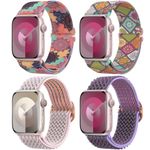 Delidigi Stretchy Straps for Apple Watch Strap 38mm 40mm 41mm 42mm 44mm 45mm 46mm 49mm Women Men, 4 Pack Nylon Adjustable Sport Band for iWatch Ultra/Ultra 2 Series 10 9 8 7 6 SE 5 4 3 2 1