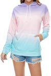 YOCUR Womens Light Weight Purple Pink Blue Hoodies Shirts Tie Dye Lavender Ombre Sweatshirts Junior Cozy Clothes Summer Night Hoodie Shirts Pullover Multicolor S