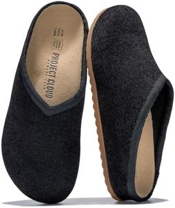 Project Cloud Casual Clogs for Women - Genuine Leather SmartFoam Arch Support Insole Womens Slippers Cashmere Knit Slides - Slip On Shoes for Women Non-Slip Mules & Clogs (Nella, Black Knit,10M)
