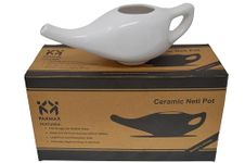 PAXMAX Porcelain Ceramic Neti Pot for Sinus, Jal Neti pots for Nasal Cleansing, Nose congestion and Passages Jala kriya (White)