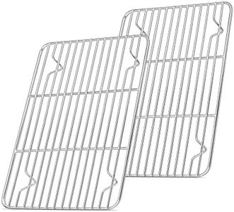 Cooling Rack Set of 2, Herogo Stainless Steel Wire Grill Rack for Baking Roasting Cooling, 24.8 x 19 x 1.5cm, Metal Rectangle Oven Shelf for Cake Cookie Bread, Oven Safe & Dishwasher Safe