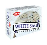 HEM White sage Cone, 100% Natural Cone for Room Freshener, Meditation, Pooja, Cleansing | Burning Time : 20-25 Minutes | 120 Cones