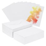 PATIKIL 50 Sets Pure Cotton Watercolor Cards 140lb/300 GSM Postcards with Envelopes for Art Painting Creative Thank Notes, 4x6 Inch