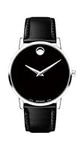 Movado Men's Museum Stainless Steel Watch with Concave Dot Museum Dial, Silver/Black Strap (607269)