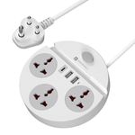 Portronics Power Plate 5 Pro, 6-in-1 Power Extension Board with 3 Universal Sockets, 2 USB-A & 1 Type-C Port, 1500W Output, Built-in Mobile Holder, 2M Long Cord, Overload & Surge Protection