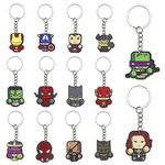 14Pcs Superhero Keychains Party Bag Fillers for Kids Boys Girls, Avengers Theme Keyrings Party Favors Set for Birthday Gift Christmas Halloween Party Supplies Pinata Filler Lucky Dip Prizes Rewards