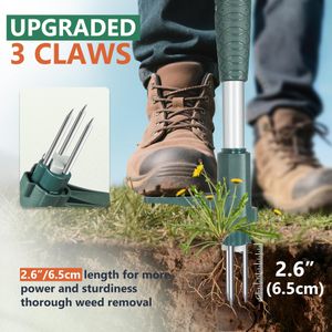 ORIENTOOLS Stand Up Weed Puller – Telescopic Handle, 4-Claw Dandelion Remover