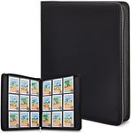 Bright Creations Card Binder with Zipper - 9 Pockets Trading Cards Album Folder - 360 Side Loading Pockets (Black)