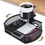 MASTLU Under Desk Organizer,Cup Holder,Table Management Tray, Swivel Pencil Drawer, Office No Drill Steel Organizers,360 Spin Hidden Storage Box,Easy Install,Strong and Durable (Black)