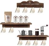 Ismosm Coffee Cup Holder Coffee Mug Holder with Sturdy Hooks Coffee Bar Accessories Mug Rack for Farmhouse Kitchen Decorations, Coffee Station Decor, Mug Organizer, Mug Display (Distressed Brown 3Pcs)