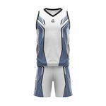 AKIBA Sublimation Print Basketball Jersey/Shirt with Shorts for Unisex (40) White